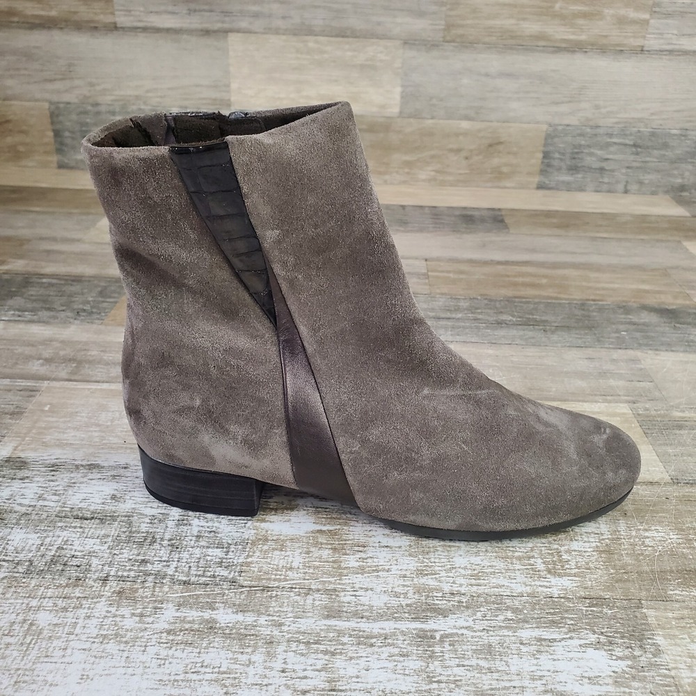 Gabor Comfort Womens Booties Sz 8 Brown Leather Block Heel Side Zip Ankle Boot